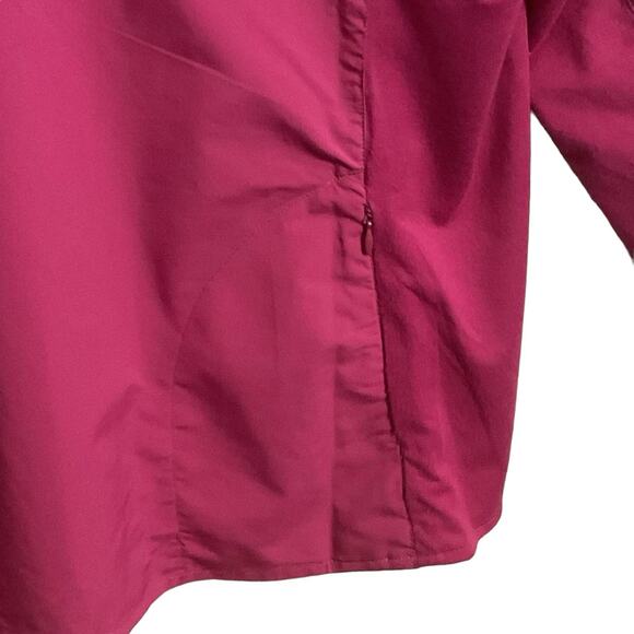 Merrell Women Size M Fuchsia Long Roll Tab Sleeve Button Up Hiking Travel Shirt - Picture 8 of 14